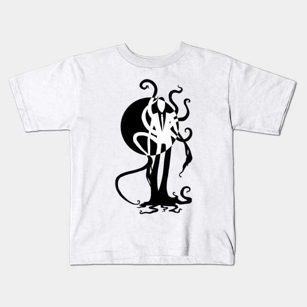 Thin Dude - Slenderman Cryptid Design - Dark Design for Light Shirts Kids T-Shirt by Indi Martin